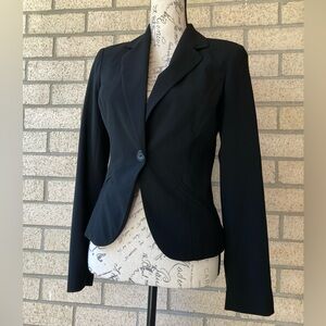 She said Classic Black Single Button Front Black Blazer Formal Business Casual